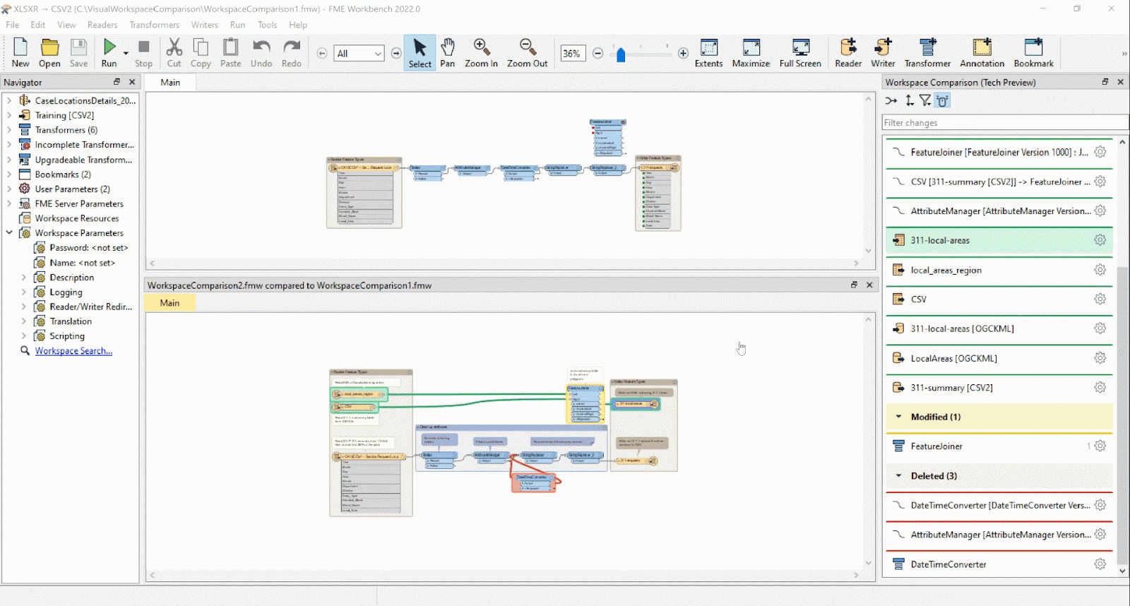 Viewing changes on the canvas